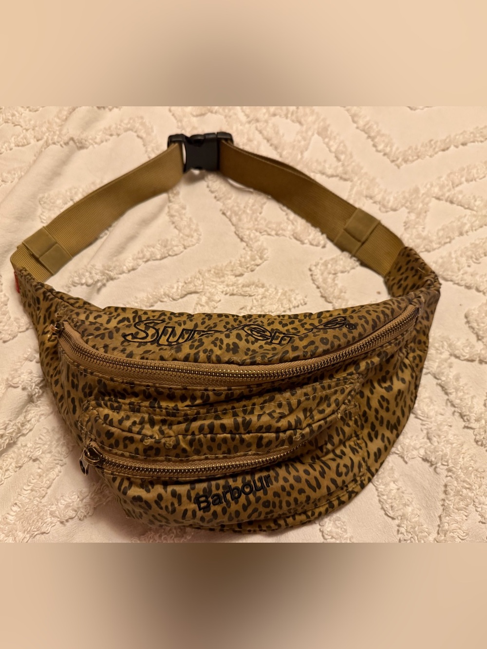 Supreme Barbour Leopard Print Tan Fanny Pack